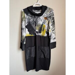 Art Simply by Dolcezza Shawl Collar Jersey Knit Dress Avant-garde Wearable Art